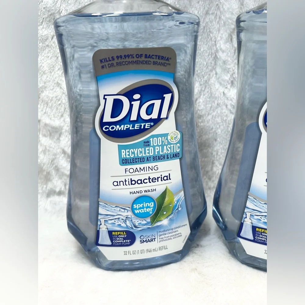 LOT OF 2 Dial Spring Water Antibacterial Foaming Hand Soap Refill 32 Ounce EACH